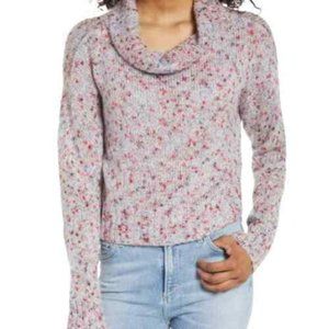 BP Women's Purple Multi Cropped Slouchy Cowl Neck Sweater Size M New